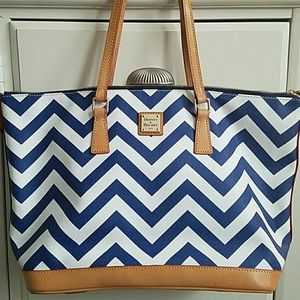 Dooney & Bourke Blue & White Chevron Tote